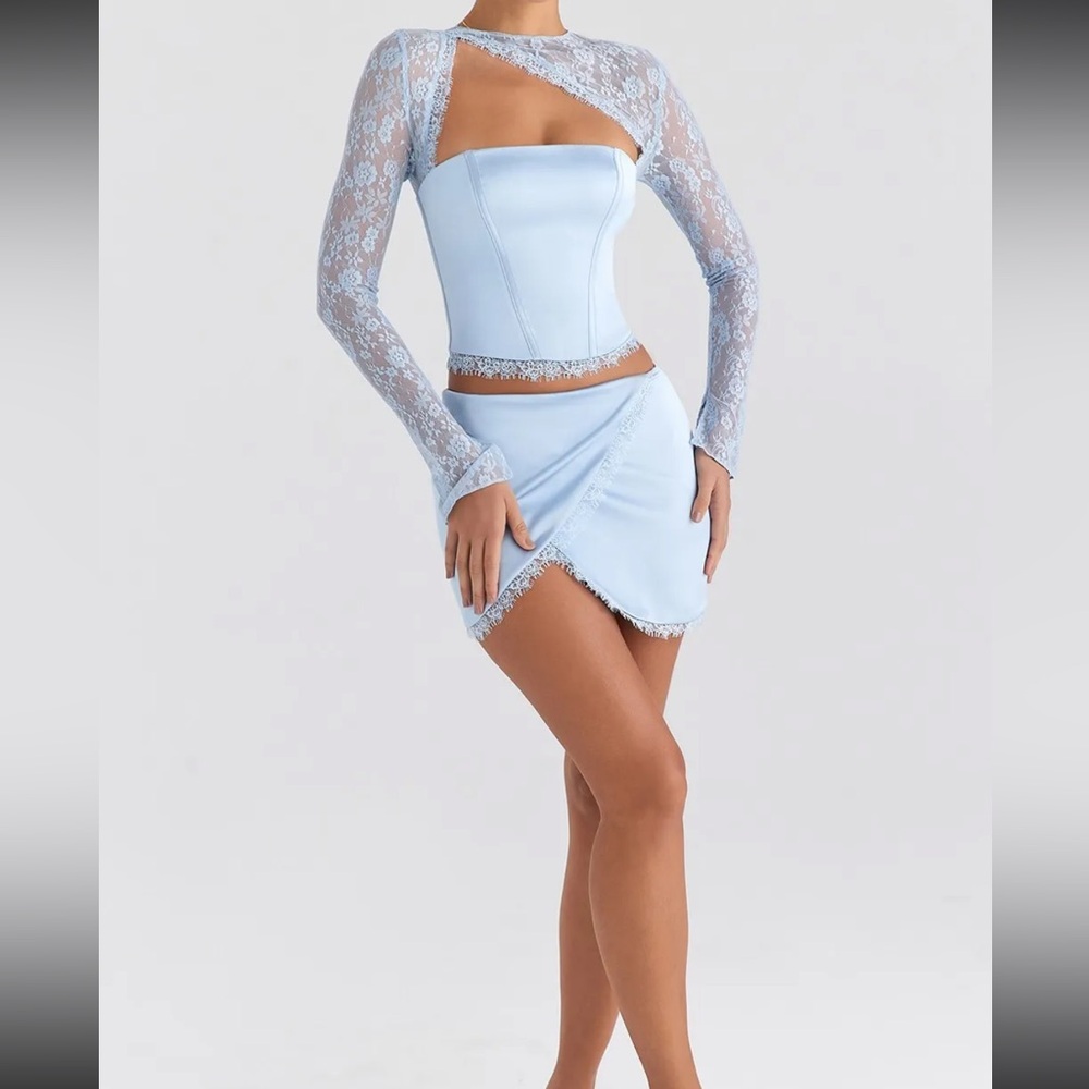 Mistress Rocks by House of CB Blue Satin Mini Skirt Size L-US 8-10